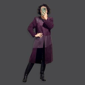Calvin Klein Deep Purple Suede and faux Leather Coat